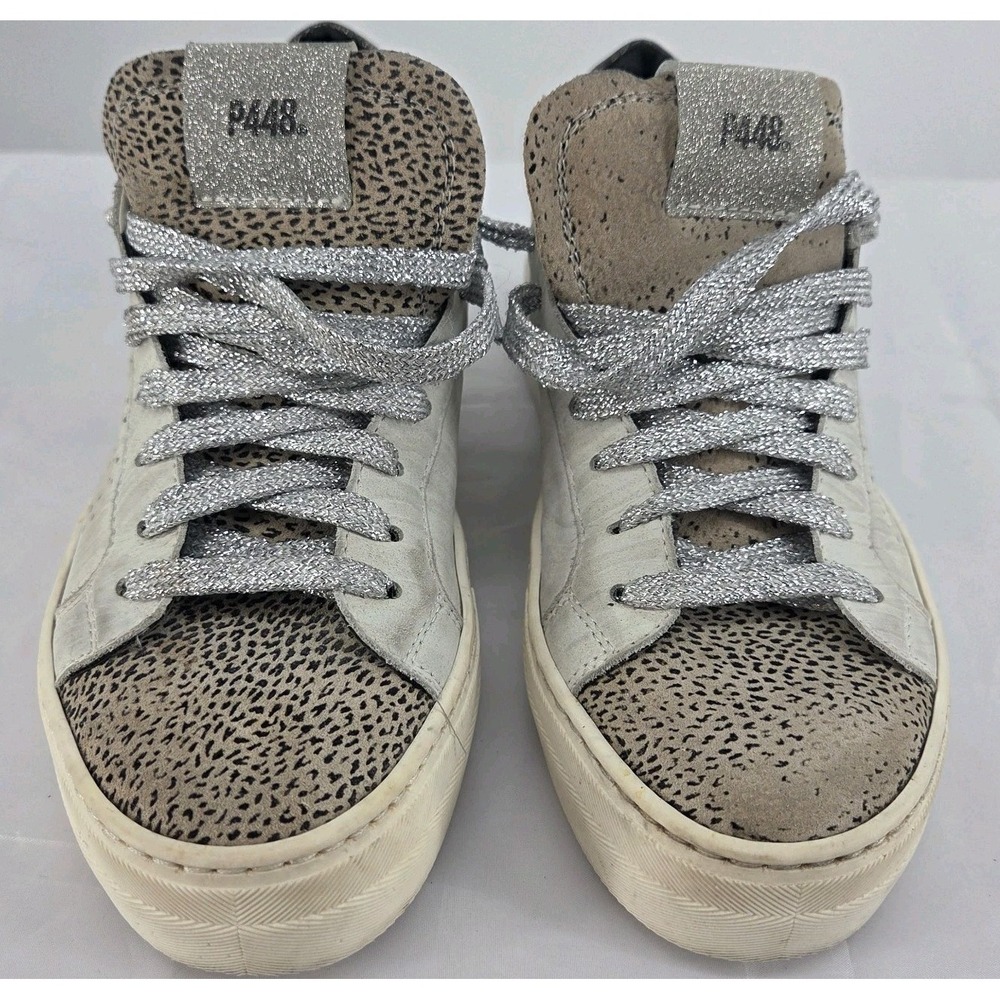 P448 Thea Leather Sneakers 6.5 Sparkle Laces Women's EU‎ Size 37 EUC
